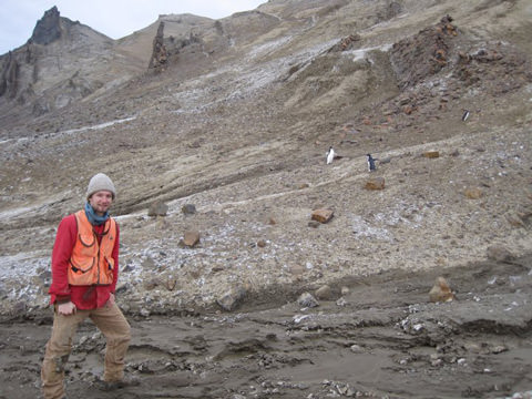 Chris in Antarctica doing fieldwork